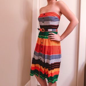 Anthropologie Orange Striped Dress